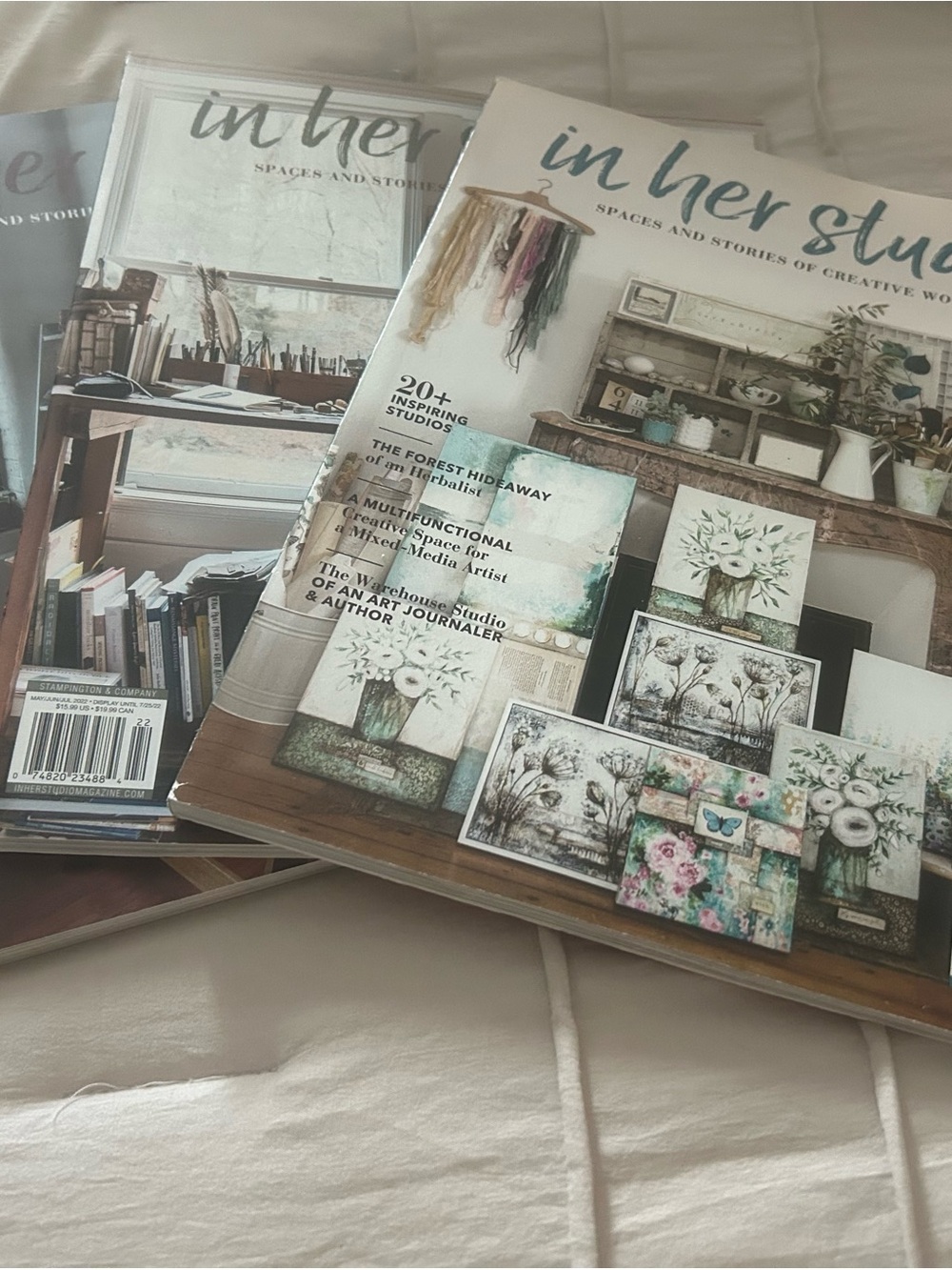 In Her Studio Decorative Coffee Table Book - Teal & Cream set of 3.  Year 2022